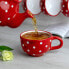 City to Cottage® - Keramik XXL Tasse 500 ml | Kaffeebecher | Rot und Weiß | Polka Dots | Handgemacht | Keramik Geschirr | Große Tasse