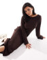 NA-KD fine knit maxi dress in brown