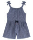 ფოტო #1 პროდუქტის Toddler Girls Romper Printed Chambray Drawstring Straps Romper, 1 Piece Set