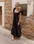 Фото #1 товара The Frolic X Lyds Butler escora frill detail tie back maxi tiered beach dress in black