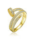 Фото #1 товара RA 14K Gold Plated With Cubic Zirconia Bypass Modern Ring