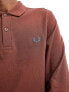 Fred Perry long sleeve logo polo in whisky brown