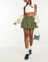 Фото #2 товара New Look pleated mini skirt in dark khaki