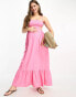 The Frolic Maternity emerald cut out maxi summer dress in pink lemonade