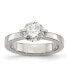 Фото #1 товара Stainless Steel Polished Round CZ Ring