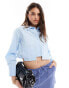 Miss Selfridge poplin cropped dropped pocket shirt in blue