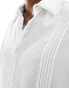 ASOS DESIGN relaxed shirt with pintuck and organza collar details in white grau, S - Chest 38 - фото #4