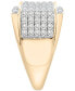 ფოტო #3 პროდუქტის Men's Diamond Multirow Cluster Ring (2 ct. t.w.) in 10k Gold