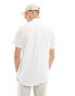 GANT shield logo short sleeve cotton linen shirt in white