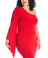 ფოტო #3 პროდუქტის Plus Size One Shoulder Drape Bodycon Dress