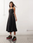 COLLUSION midi pinny dress with pleated hem and hardware detail in black Черный, 32 - фото #4