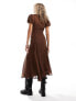 Reclaimed Vintage ruched maxi slip dress in brown