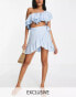 Фото #2 товара Esmee Exclusive wrap frill beach skirt co-ord in blue