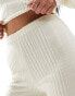 Missyempire ribbed wide leg trousers co-ord in cream