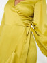 Фото #3 товара Style Cheat ruffle wrap midi dress in chartreuse