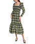 Ganni Seersucker Check Smocked Maxi Dress Women's