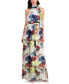 Women's Printed Tie-Neck Sleeveless Smocked-Waist Maxi Dress