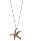 ფოტო #4 პროდუქტის EFFY® Multi-Gemstone (3/4 ct. t.w.) & Diamond (1/10 ct. t.w.) Starfish 18" Pendant Necklace in 14k Rose Gold