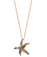 Фото #4 товара EFFY® Multi-Gemstone (3/4 ct. t.w.) & Diamond (1/10 ct. t.w.) Starfish 18" Pendant Necklace in 14k Rose Gold