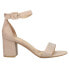 Фото #1 товара CL by Laundry Jolly Rhinestone Block Heels Ankle Strap Womens Beige Dress Sanda