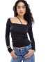 Фото #2 товара Tommy Jeans multi strap long sleeve top in black