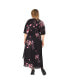 Plus Size V-Neck Print Kimono Wrap Maxi Dress