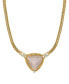 ფოტო #1 პროდუქტის Gold-Tone Peach Semi Precious Triangle Stone Necklace