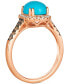 Фото #2 товара Robins Egg Blue Turquoise (2 ct. t.w.) & Diamond (1/3 ct. t.w.) Halo Ring in 14k Rose Gold