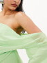 Фото #5 товара ASOS EDITION chiffon draped off shoulder maxi dress with full skirt in mint green