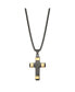 ფოტო #1 პროდუქტის Black and Yellow IP-plated Cross Pendant 19.5 inch Box Chain