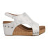 Фото #1 товара Corkys Carley Metallic Studded Wedge Womens Silver, White Casual Sandals 30-531