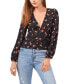 Фото #1 товара Women's Floral V-Neck Button Front Long-Sleeve Blouse