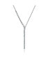 Rhodium-Plated with Cubic ZIrconia Asymmetrical Waterfall Y-Necklace in Sterling Silver