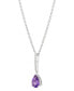 Amethyst (7/8 ct. t.w.) & Diamond (1/20 ct. t.w.) Pear Pendant Necklace in 14k White Gold, 18" + 2" extender