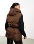 Фото #8 товара Threadbare Albert tie waist hooded gilet in chocolate brown