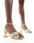 Glamorous Exclusive mid heel sandals with bow in gold