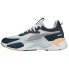 Фото #3 товара Puma RsX Flagship Striped Lace Up Mens Blue, White Sneakers Casual Shoes 381982