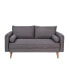 Carthage Upholstered Mid-Century Modern Pocket Spring Loveseat With Wooden Legs And Removable Back Cushions