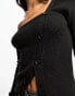 Фото #3 товара ASOS DESIGN asymmetric jumper with button through detail in black