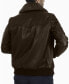 ფოტო #2 პროდუქტის Men's Removable-Collar Leather Bomber Jacket