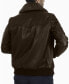 Men's Removable-Collar Leather Bomber Jacket