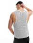 Фото #8 товара ASOS DESIGN 3D stitch knitted vest in silver mesh