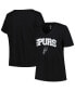 ფოტო #1 პროდუქტის Women's Black San Antonio Spurs Plus Size Arch Over Logo V-Neck T-shirt