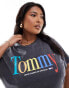 Tommy Jeans Plus – T-Shirt in Schwarz mit Logo in Regenbogenfarben Черный, XL2 - UK 20-22 - фото #1