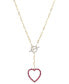 ფოტო #1 პროდუქტის Ruby (1/2 ct. t.w.) & Diamond (1/8 ct. t.w.) Heart Toggle 18" Pendant Necklace in 14k Gold