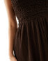 Фото #4 товара ASOS DESIGN shirred crinkle one shoulder maxi dress in chocolate