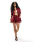 Фото #2 товара Esmee linen beach short co-ord in berry red