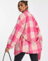 Pieces belted waist shacket in pink check