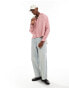 ASOS DESIGN oversized boxy shirt with revere collar in pink stripe