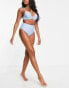 Фото #4 товара Peek & Beau Exclusive high leg high waist bikini bottom in blue broderie analgise